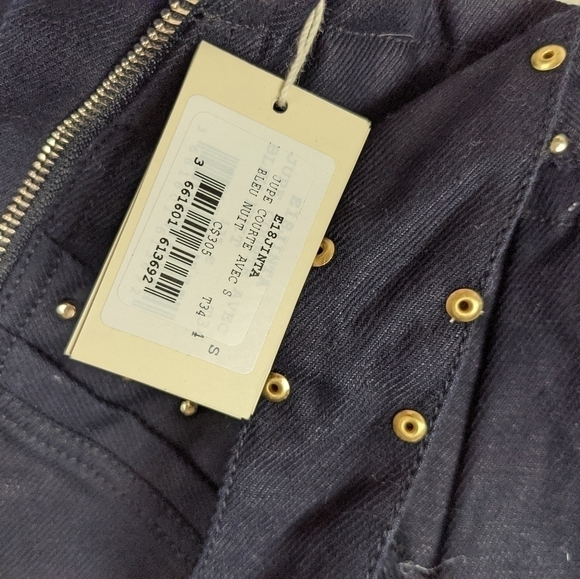 Maje jinta dark navy zip front buckle skirt black with gold - Picture 6 of 15